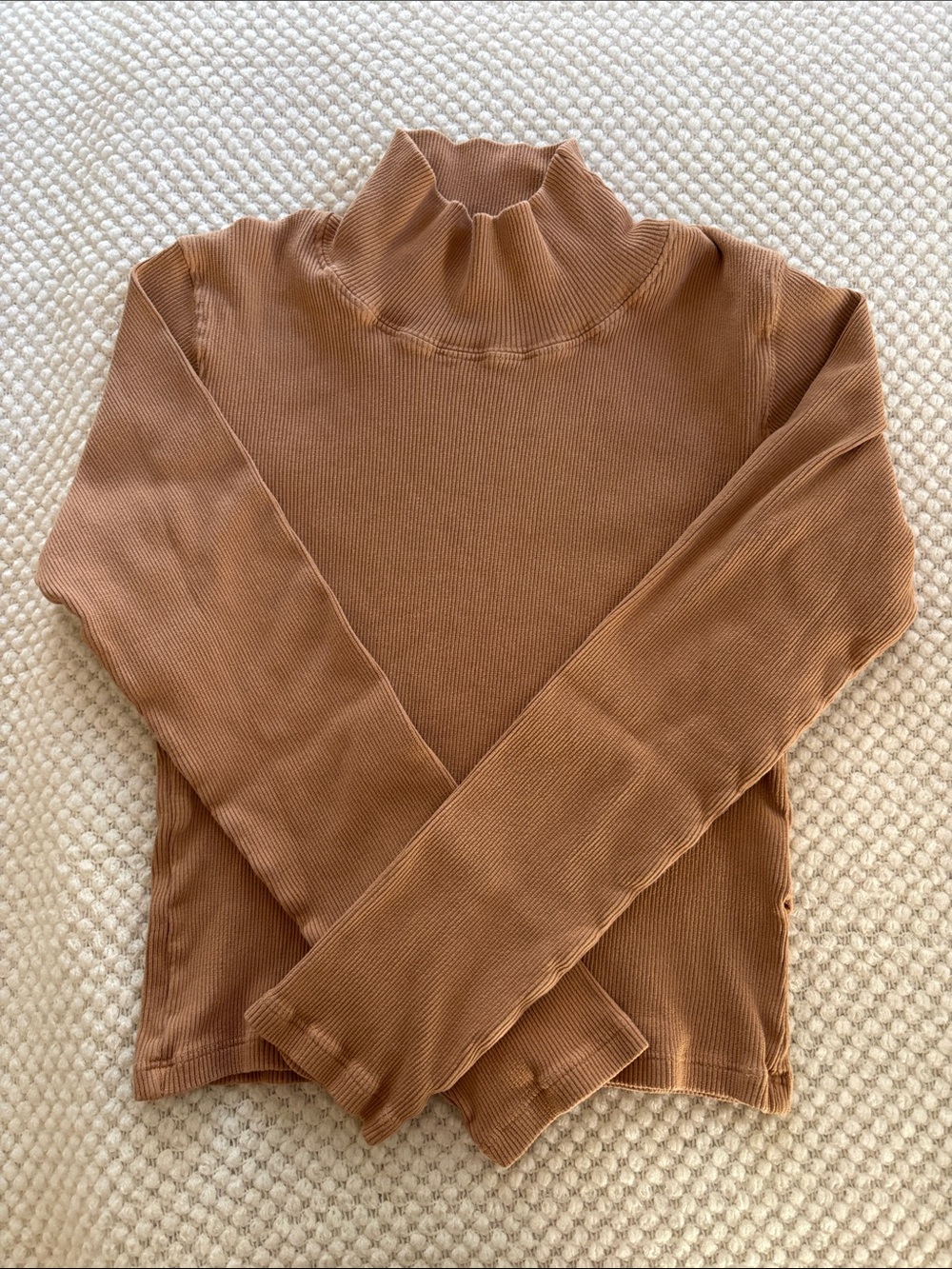 Big Bud Press Ribbed Mock Neck Long Sleeve Top in Brown